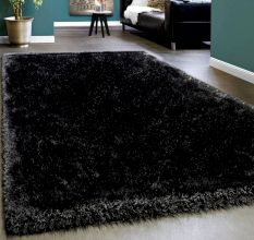 Plush Black Bedroom Rug